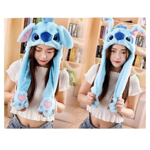 Caciula pentru copii, model Stitch, leduri si miscari din urechi, albastru [1]