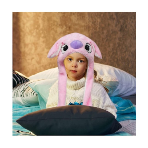 Caciula pentru copii, model Stitch, leduri si miscari din urechi, roz [3]