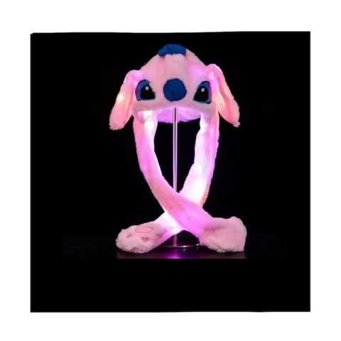 Caciula pentru copii, model Stitch, leduri si miscari din urechi, roz [4]