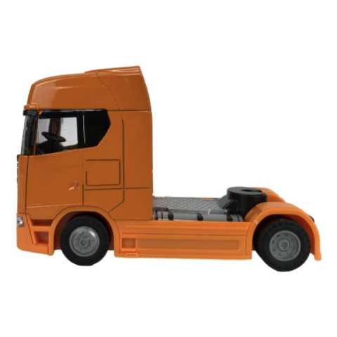 Camion metalic, tip Scania, scara 1:32, cabina rebatabila, lumini si sunete, Portocaliu, 13 cm [1]