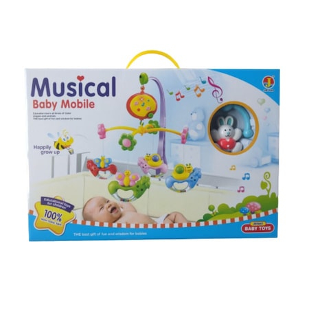Jucarii - Carusel muzical de patut pentru bebelusi cu rotatie, muzica si lumini SL163