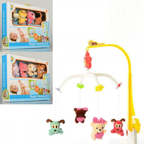 Carusel rotativ pentru patut bebelusi cu 4 figurine plus, HAPPY SHAKING BELL - xStoc [1]