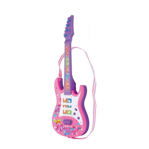Jucari copii - Chitara Electrica, Destinata pentru Copii, Dimensiune 52 cm, Lumini Atractive, Accesorii Incluse, Roz - xStoc