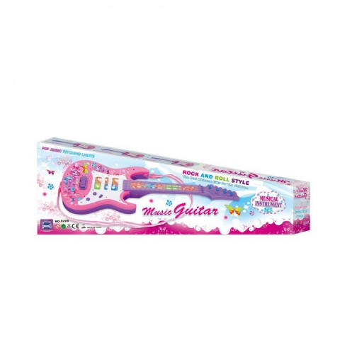 Chitara Electrica, Destinata pentru Copii, Dimensiune 52 cm, Lumini Atractive, Accesorii Incluse, Roz - xStoc [1]
