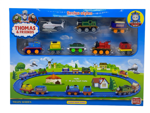 Masinute - Circuit Tren Thomas magnetic din metal cu 8 piese