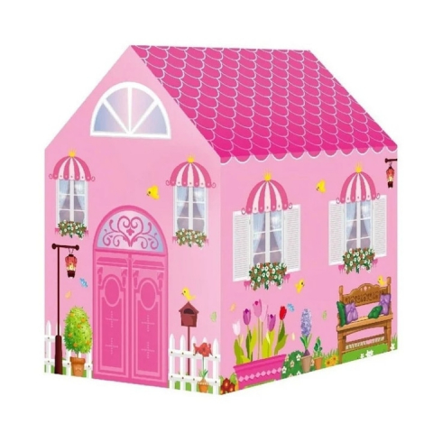 Jucari copii - Cort de Joaca Pentru Copii, Model Casuta Printesei, cu Usa Mare, Stabil, Usor de Asamblat, Pentru Interior/Exterior, Indiggo, 103 Cm Inaltime, Roz - xStoc