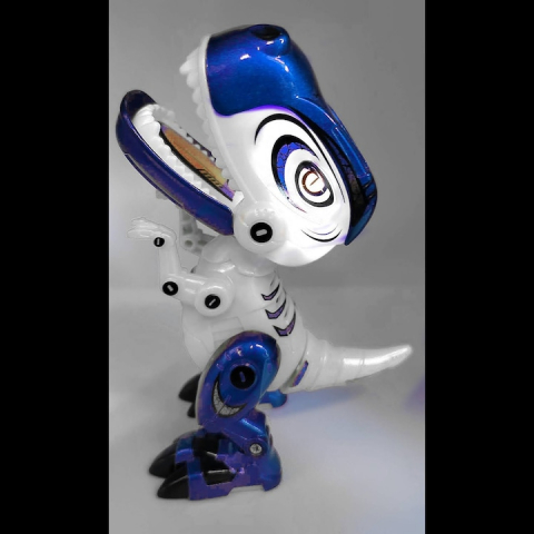 Figurina Dinozaur din Metal si Plastic MY66series, Misca capul si coada, Lumini si sunete realistice, 12cm, albastru - xStoc [3]