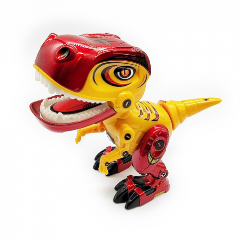 Figurine - Figurina Dinozaur din Metal si Plastic MY66series, Misca capul si coada, Lumini si sunete realistice, 12cm, galben - xStoc
