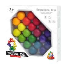 Jucari copii - Jucarie educativa antistres cu bile curcubeu Art Ball Puzzle - xStoc