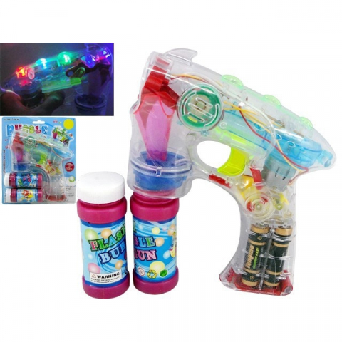 Jucari copii - Jucarie interactiva Pistol de facut baloane, Efecte Sonore si Luminoase