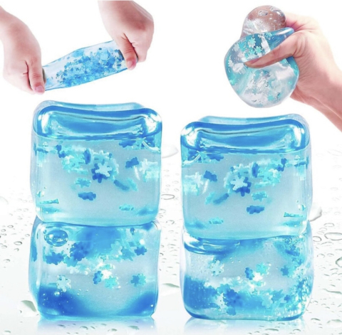 Jucarii interactive - Jucarie Squeezy Ice Cube, Anti-Stres Revnire lenta, Fulgi de Zapada