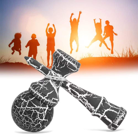 Kendama, Jucarie interactiva Lemn, negru si alb, 18cm [2]