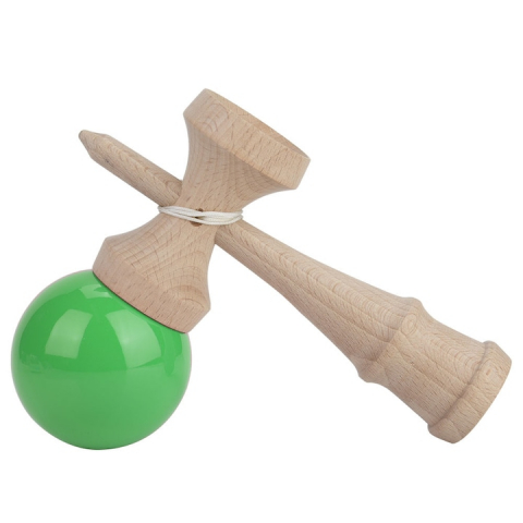 Kendama profesionala bej/verde, Lemn, 18 cm [3]