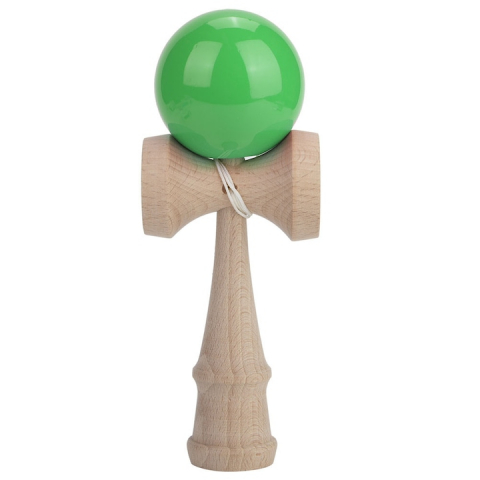 Kendama - Kendama profesionala bej/verde, Lemn, 18 cm