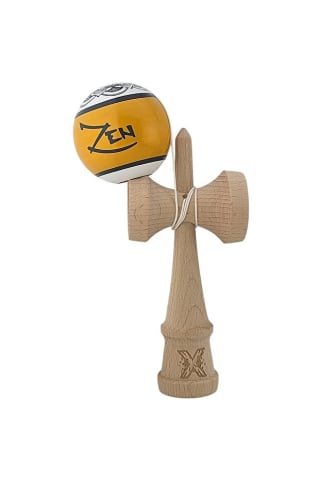 Kendama - Kendama X Originala, Profesionala, Zen,, din Lemn, Super Sticky, 18 cm, Auriu/Alb/Negu