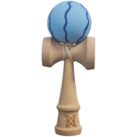 Kendama - Kendama X Originala Rubber Grip - Jucarie din Lemn, 18 cm, Model Albastru Deschis