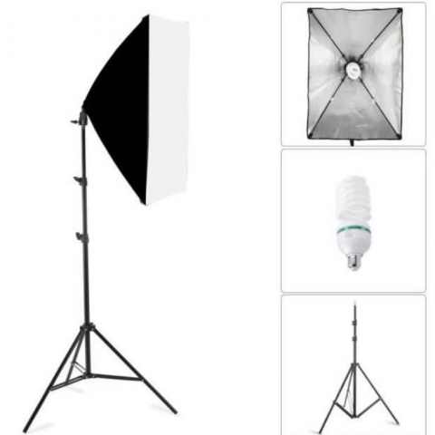 Kit Lumina Continua Softbox 70x50cm pentru Studio Foto cu 1 filtru difuzie si Suport Trepied Reglabil 78-230cm [2]