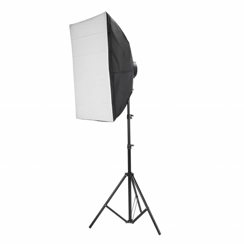 Echipament studio - Kit Lumina Continua Softbox 70x50cm pentru Studio Foto cu 1 filtru difuzie si Suport Trepied Reglabil 78-230cm