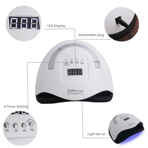 KIT UNGHII:Freza electrica unghii 202 profesionala, 35000 rotatii +Lampă LED/UV Profesională - SUN X7 MAX - 57 LED-uri, 150W [2]