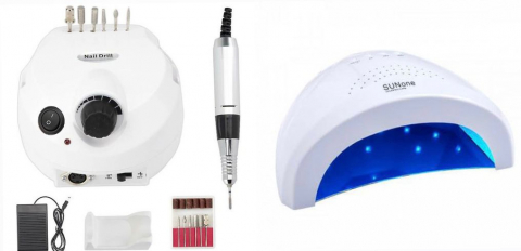Freze electrice - KIT UNGHII:Freza electrica unghii 202 profesionala, 35000 rotatii +Lampa UV-LED SUNone cu Senzor Timer 48 W
