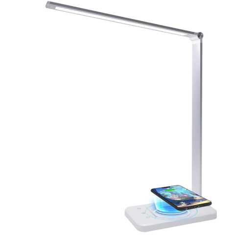 Lampi cu lupa - Lampa De Birou LED | 10 Nivele Intensitate, pliabila | Incarcare Wireless Telefon
