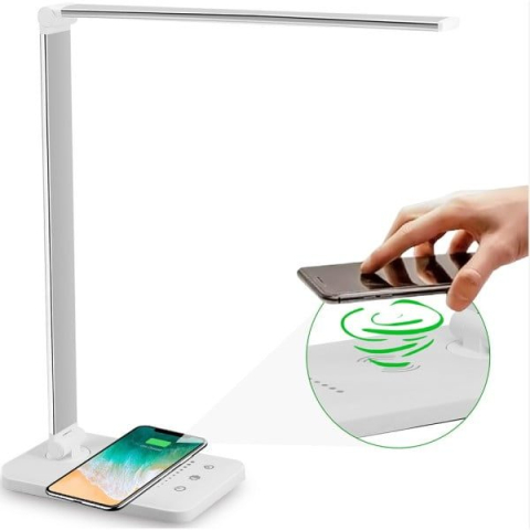 Lampa De Birou LED | 10 Nivele Intensitate, pliabila | Incarcare Wireless Telefon [1]