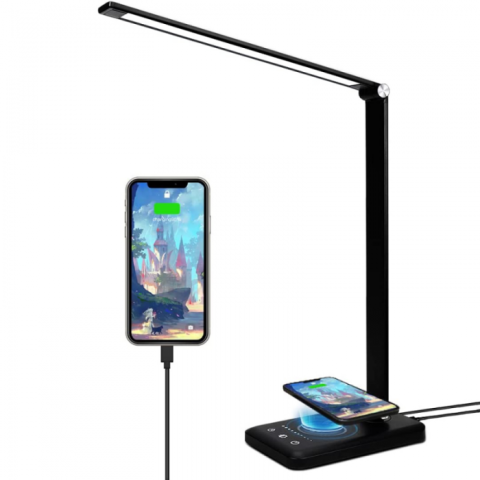 Lampa De Birou LED | 10 Nivele Intensitate, pliabila | Incarcare Wireless Telefon [3]