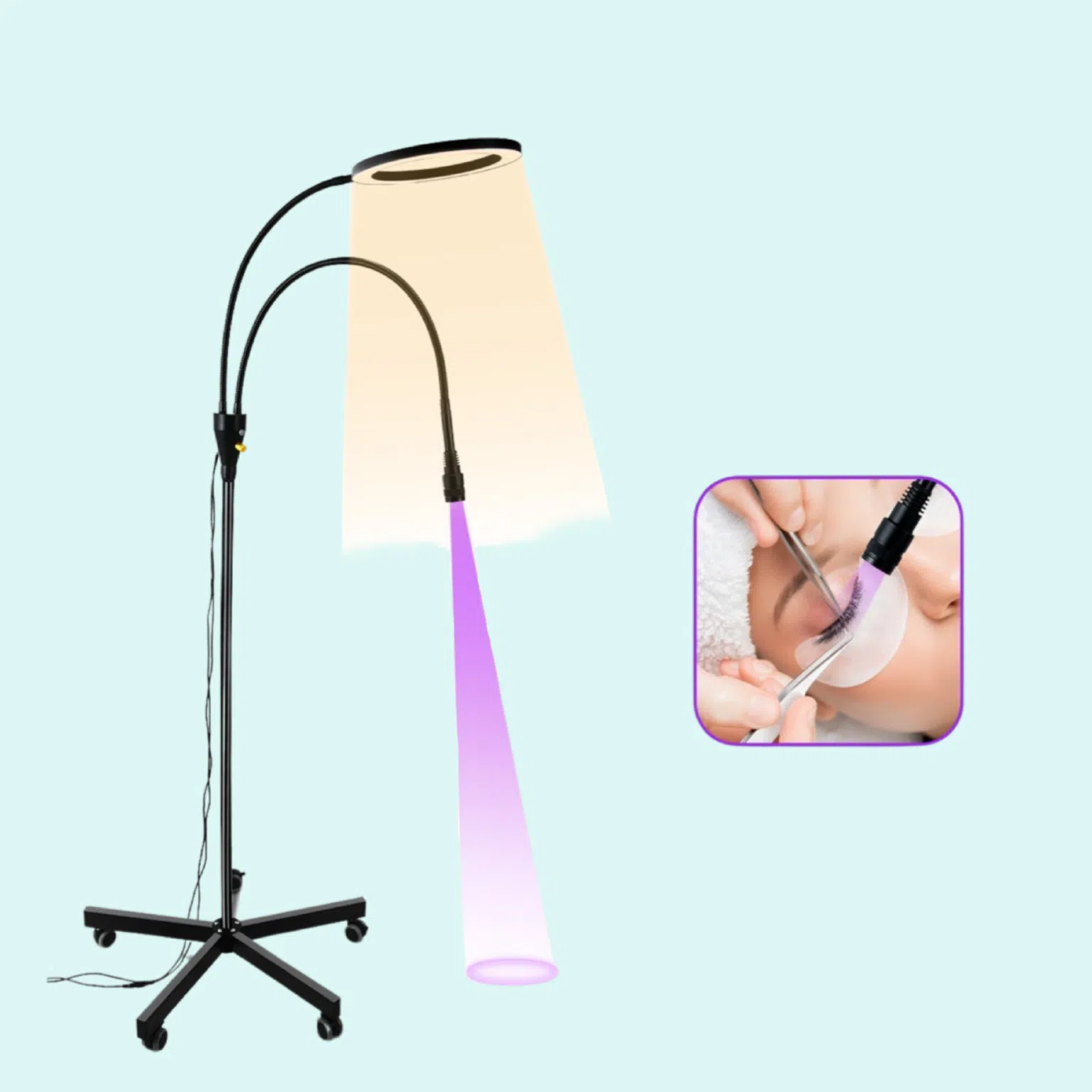 Echipament studio - Lampa Led cosmetica, Lampa Ring Light cu luminozitate reglabilă și focalizare pentru adeziv pentru gene, Lampa profesionala gene
