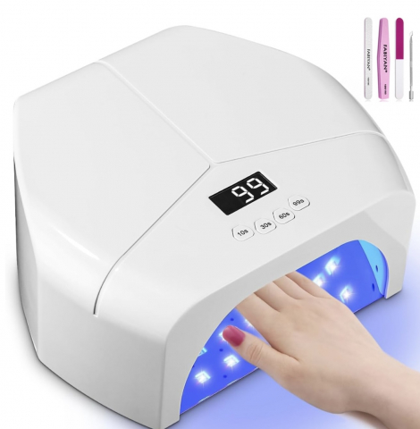 Manichiura / Echipamente Salon - Lampa Unghii UV LED, 72 LED-uri UV, 298W, cu 4 Temporizatoare, Uscare Extreme Speed, Senzori Inteligenti, pentru Manichiura Salon, Alb
