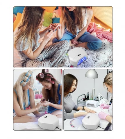 Lampa Unghii UV LED, 72 LED-uri UV, 298W, cu 4 Temporizatoare, Uscare Extreme Speed, Senzori Inteligenti, pentru Manichiura Salon, Alb [5]