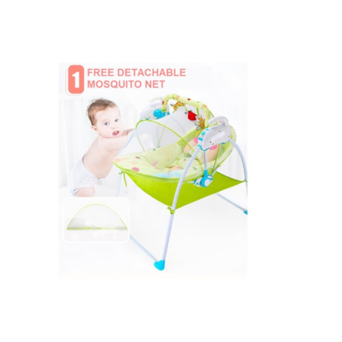 Leagan electric, multifunctional, Baby Cradle, muzical, cu vibratii si plasa anti-insecte, albastru, pentru bebelusi, + 0 Luni [6]