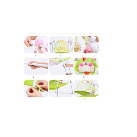 Leagan electric, multifunctional, Baby Cradle, muzical, cu vibratii si plasa anti-insecte, albastru, pentru bebelusi, + 0 Luni [2]