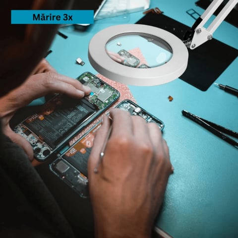 Lupa profesionala cu LED-uri, Brat oscilant cu clema, Inaltime ajustabila, 3 Moduri de Iluminare Alb [1]