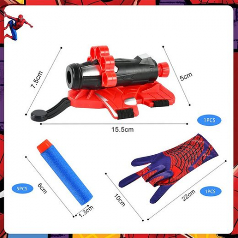 Manusa cu 5 proiectile din burete, Spiderman, rosu [3]