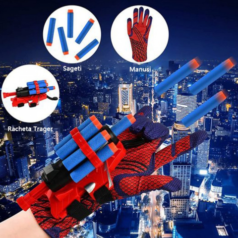 Manusa cu 5 proiectile din burete, Spiderman, rosu [5]