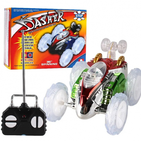 Jucarii - Masina RC nebuna Stunt Car cu lumini Dasher, 360 grade, multicolor