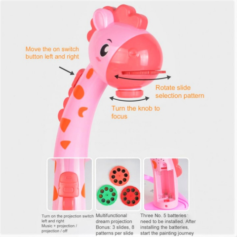 Masuta pentru desen cu proiector si accesorii, 24 modele, roz, 29.5 cm x 25 cm x 38 cm [2]