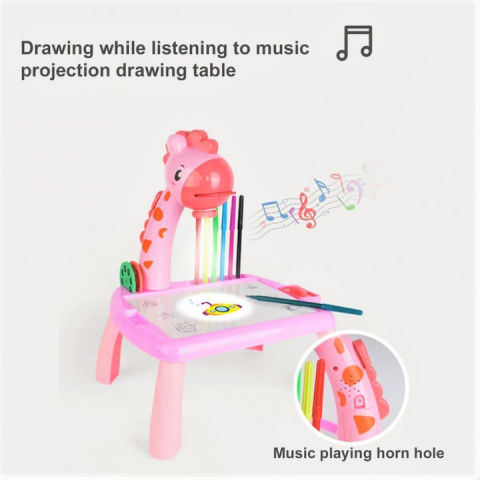 Masuta pentru desen cu proiector si accesorii, 24 modele, roz, 29.5 cm x 25 cm x 38 cm [3]