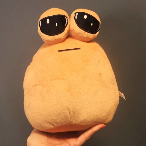 Mascota, animal umplut din jocul Pou, extraterestru dragut, maro, 25 cm, poliester [2]