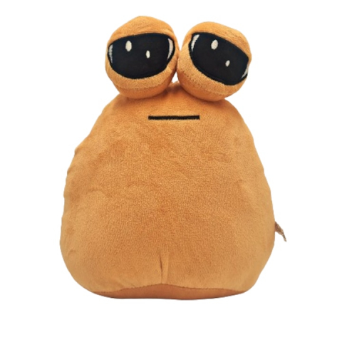 Jucarie de plus - Mascota, animal umplut din jocul Pou, extraterestru dragut, maro, 25 cm, poliester