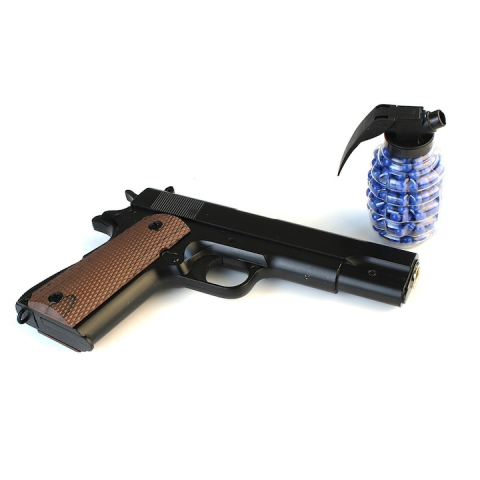 Jucarii - Pistol Airsoft Metalic Arc Spring C8 cu Siguranta 6mm + 200 bile 0.25