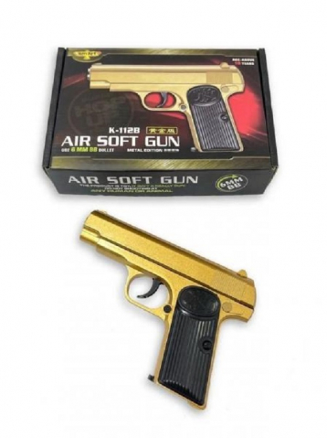 Pistol Airsoft Metalic  K112, Auriu Calibru 6mm 200 Bile Profesionale [3]