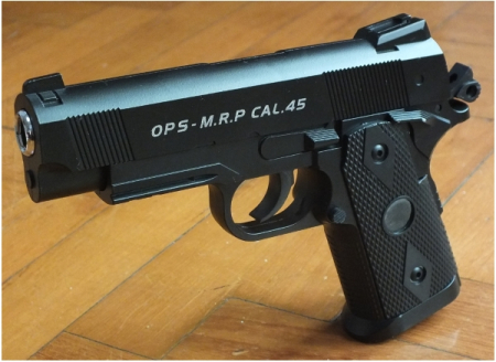 Pistol de jucarie cu aer comprimat c9 + 200 bile, Metal, Negru, [3]