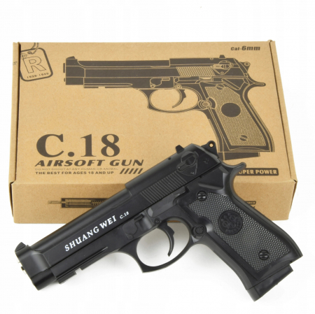 Pistol de jucarie cu aer comprimat Metalic  C18 + 200 bile 0.20 xStoc® [4]