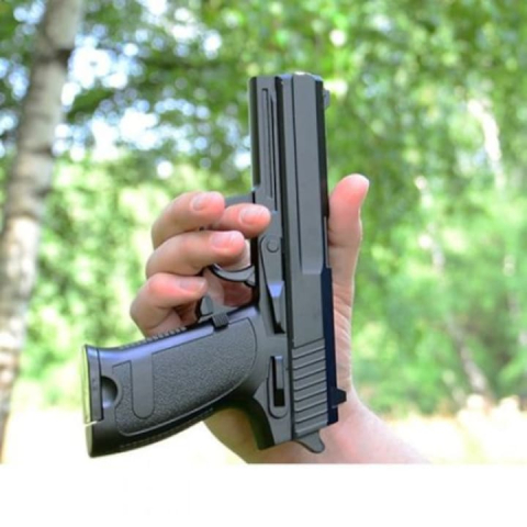 Pistol de jucarie cu aer comprimat S2 + 200 bile, Metal, Negru [3]
