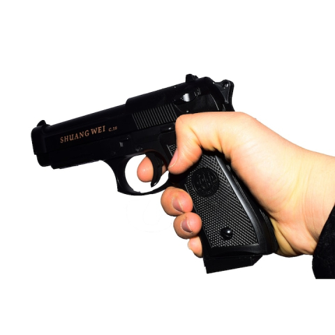 Pistol de jucarie cu aer comprimat S2 + 200 bile, Metal, Negru [2]