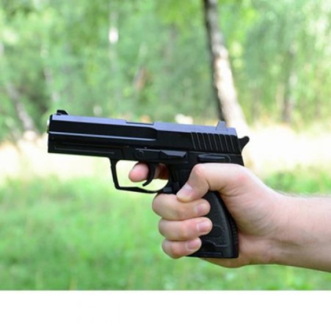 Pistol de jucarie cu aer comprimat S2 + 200 bile, Metal, Negru [2]