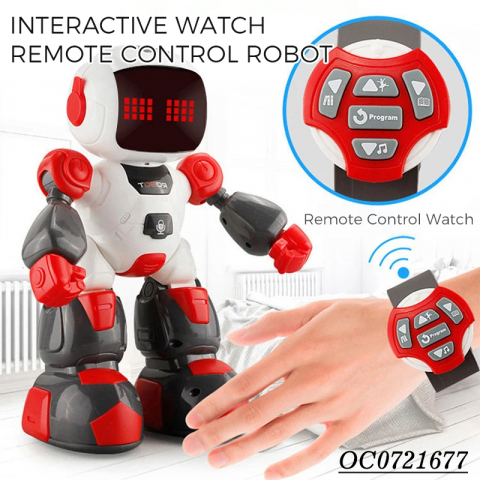 Robot inteligent cu telecomanda sub forma de ceas, dansator, alb/Rosu, 27 cm [3]