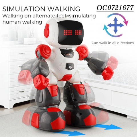 Robot inteligent cu telecomanda sub forma de ceas, dansator, alb/Rosu, 27 cm [5]