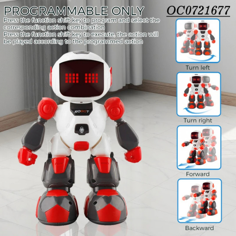 Robot inteligent cu telecomanda sub forma de ceas, dansator, alb/Rosu, 27 cm [6]